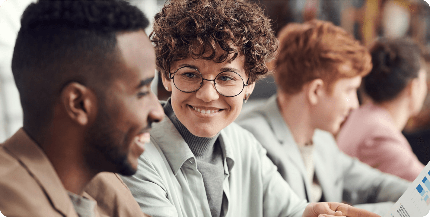 Young professionals discussing financial planning